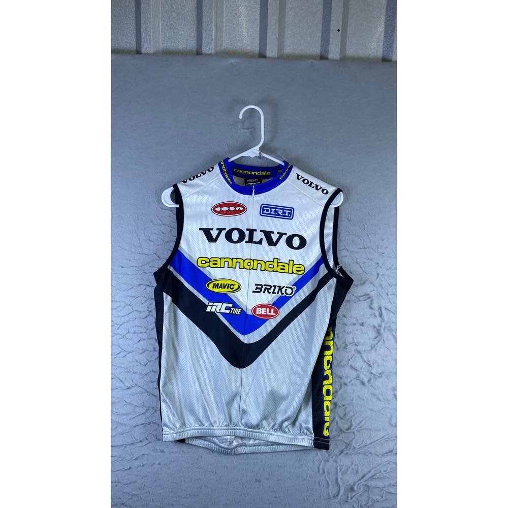 Cannondale Cycling Jersey Men Medium White Excellent Volvo Team Sleeveless 897